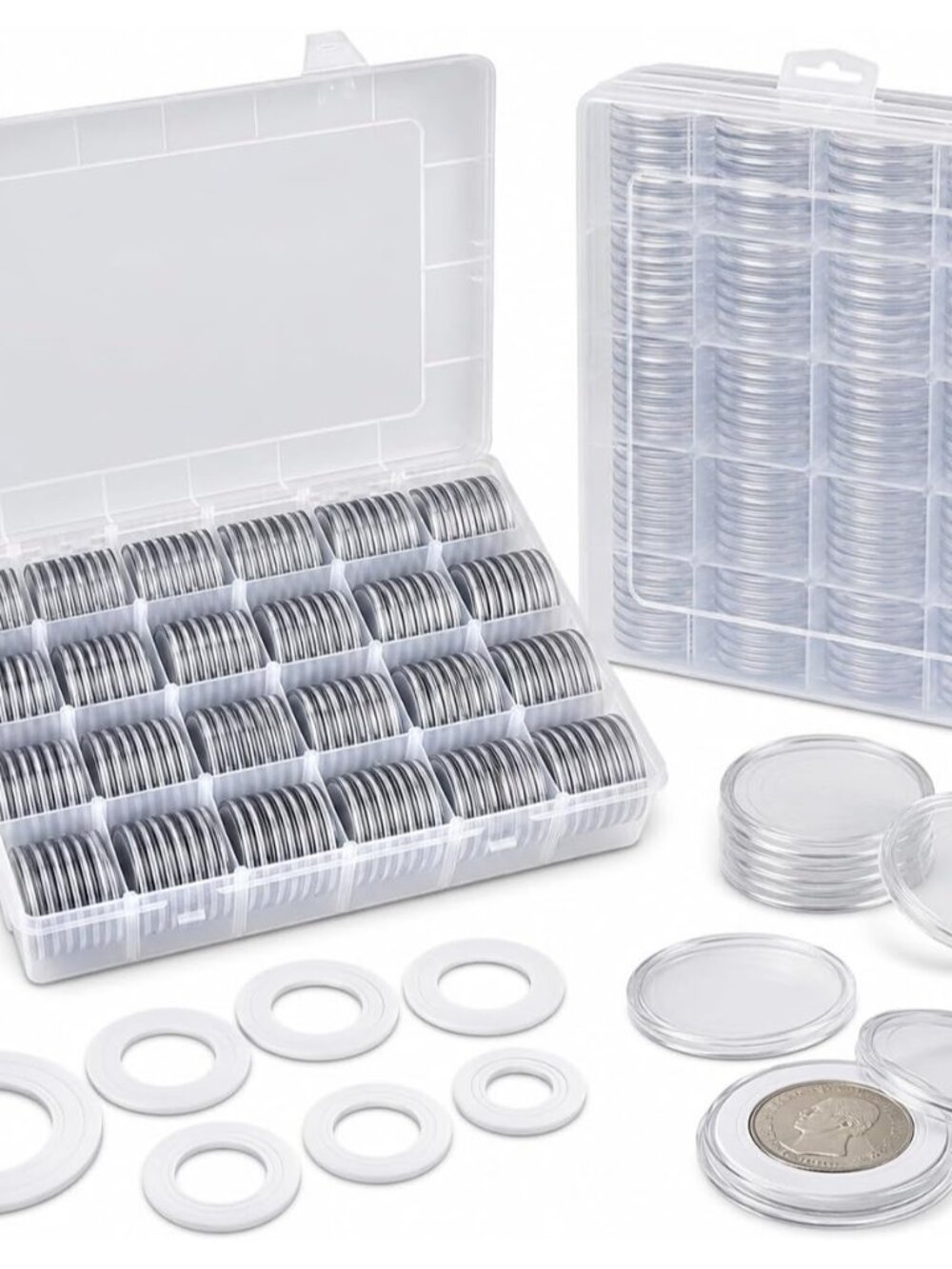 Coin Capsules for Collectors, 168-Piece Storage Case,Fits 20-46mm